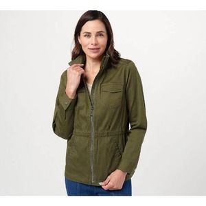 BELLE by Kim Gravel Stretch Twill Anorak Jacket Loden XS